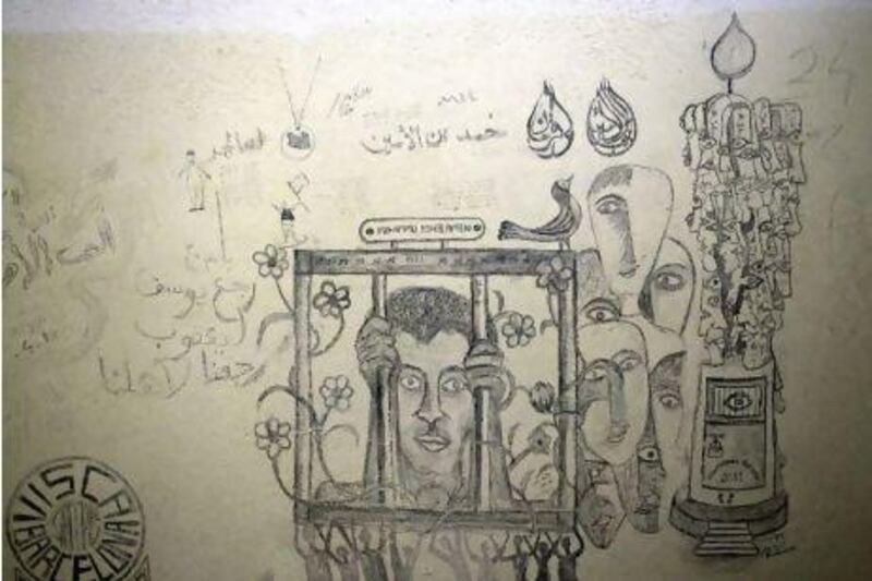 Prisoners in the Abu Selim in Tripoli, one Libya's most notorious prisons and the scene of a 1996 massacre, filled the walls with sketches.