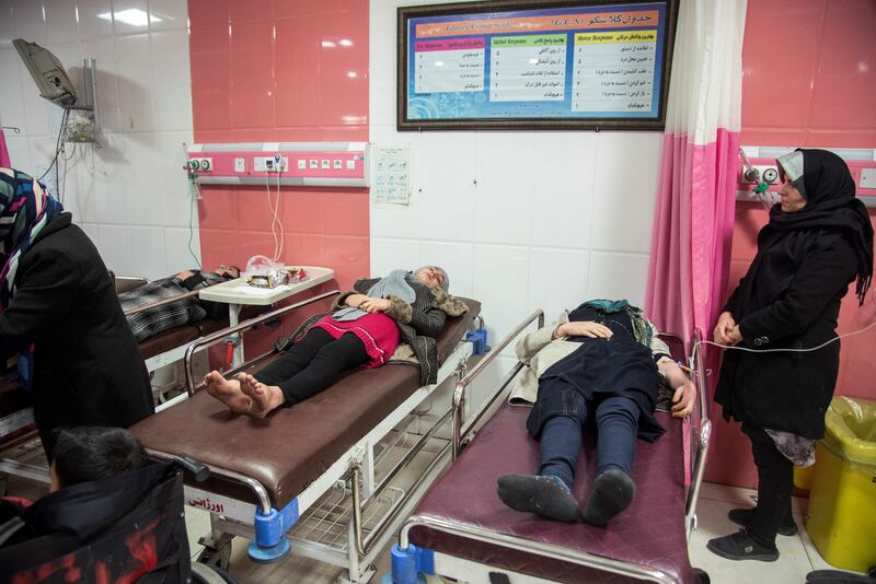 Injured people receive medical care at a hospital in Khoy county. Reuters