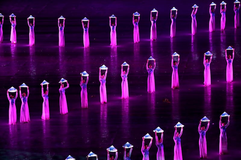 Dancers perform during opening ceremony of the 31st Southeast Asian Games in Hanoi, Vietnam. AP