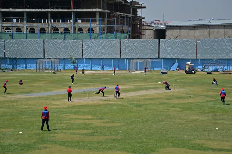 Afghanistan players train in Kabul on Saturday for the three-match ODI series against Pakistan which will be played in Hambantota, Sri Lanka. AFP