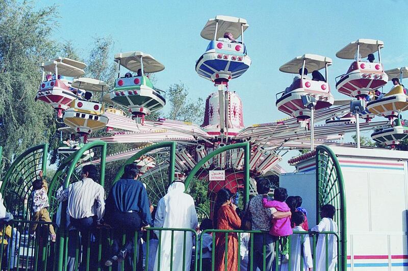 The parks were not just places to walk and relax but were home to all sorts of attractions, like this mechanical fairground ride. Courtesy Al Ittihad