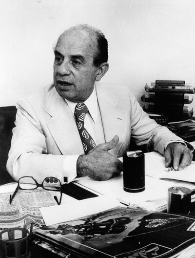 1980:  Salim Al-Lawzi, Beirut publisher at the  desk prior to kidnap.  (Photo by Central Press/Getty Images)