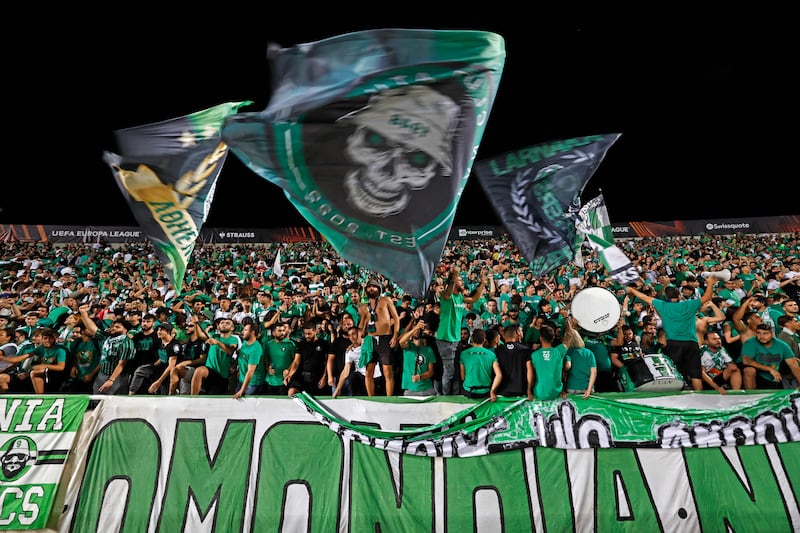 Omonia's fans before the game. AFP