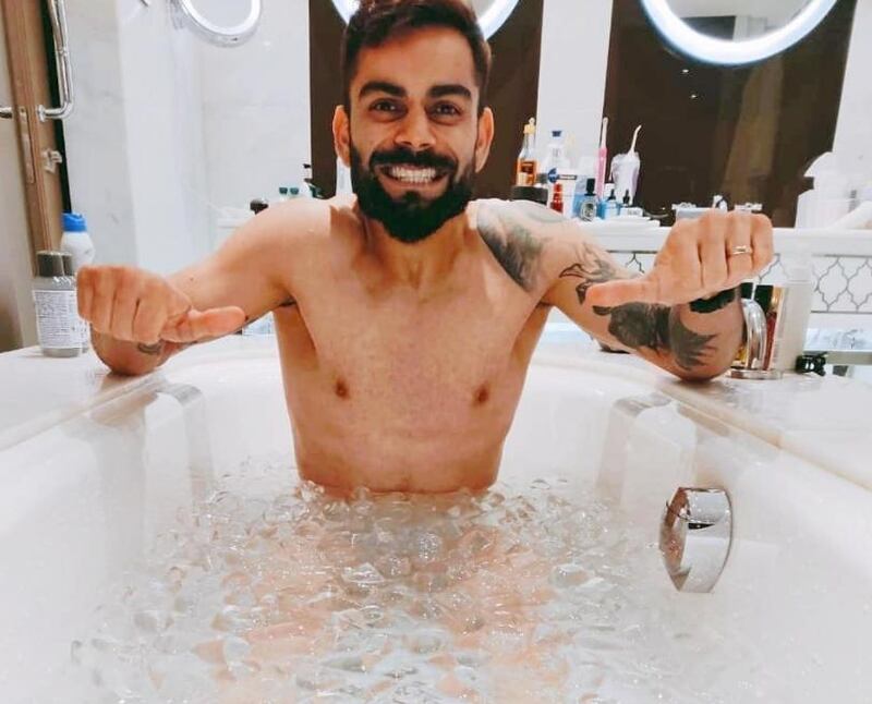 Kohli's recovery involved an ice bath. Courtesy imVkohli / Twitter