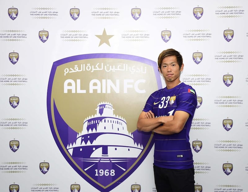 Tsukasa Shiotani has joined Al Ain ahead of the new Arabian Gulf League season. Courtesy Al Ain FC