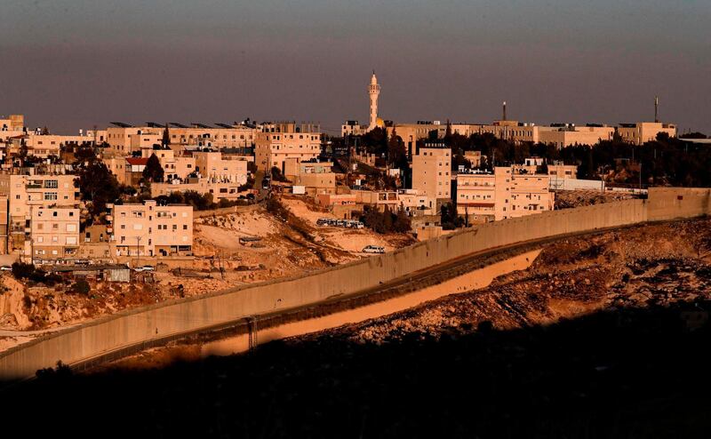 A view of Israel's controversial separation barrier between the West Bank city of Abu Dis and East Jerusalem. AFP