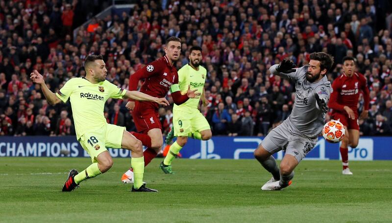 Jordi Alba: 5/10: The Spanish speedster looked a threat going forward but always looked suspect at the back. It was the left-back's poor backwards header that allowed Sadio Mane to intercept and that would eventually lead to Origi opening the scoring. Reuters