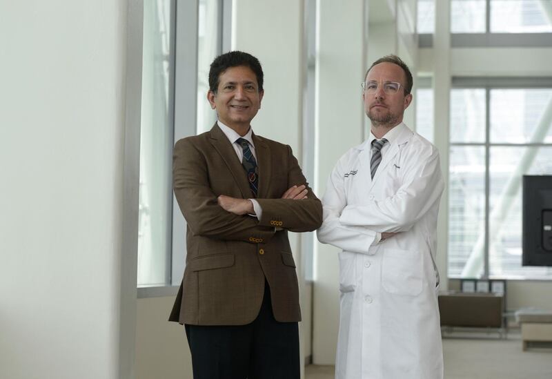 Abu Dhabi, United Arab Emirates - Left, Dr. Deepak Lachhwani, and Dr. Florian Roser who manage the epilepsy department at Cleveland Clinic, Al Maryah, on April 9, 2018. (Khushnum Bhandari/ The National)