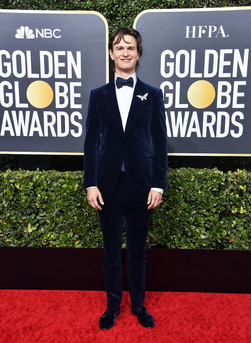 Ansel Elgort, wearing Tom Ford, arrives at the 77th annual Golden Globe Awards at the Beverly Hilton Hotel on January 5, 2020. AFP