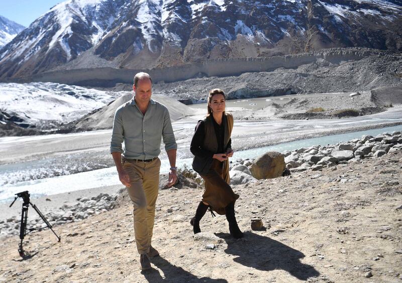 Britain's William (L) and Catherine (R), Duke and Duchess of Cambridge visit the Chiatibo glacier in the Hindu Kush mountain range in the Chitral District of Khyber-Pakhunkwa Province in Pakistan. EPA