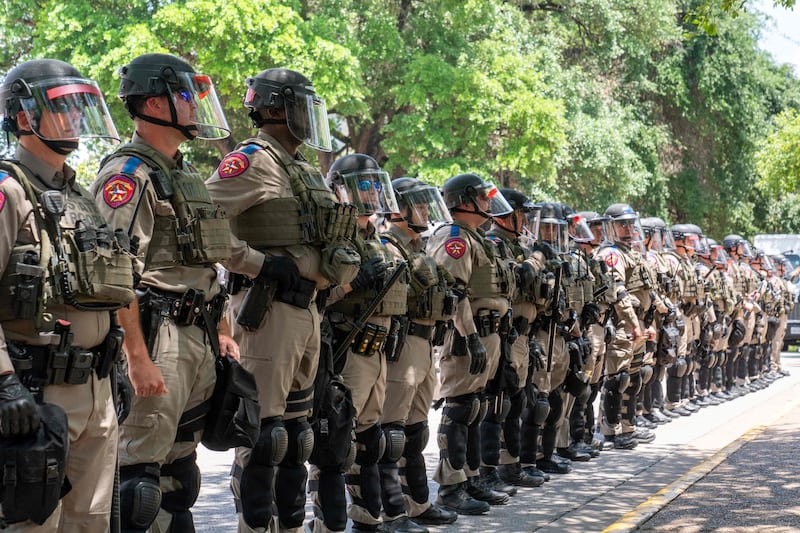 Texas State troopers stand guard at the University of Texas. AFP