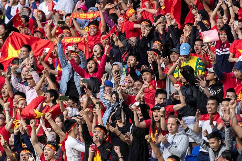 DUBAI, UNITED ARAB EMIRATES. 20 JANUARY 2019. AFC Football at Al Maktoum Stadium. Jordon vs Vietnam. Penalty kick won by B.T.Dung takes the match for Vietnam.  (Photo: Antonie Robertson/The National) Journalist: John McAuley. Section: Sport.