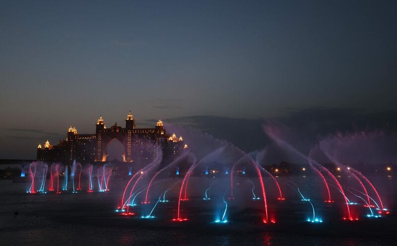 A fountain show near the Atlantis hotel, Dubai, marks the end of fasting on the first day of Ramadan. AFP