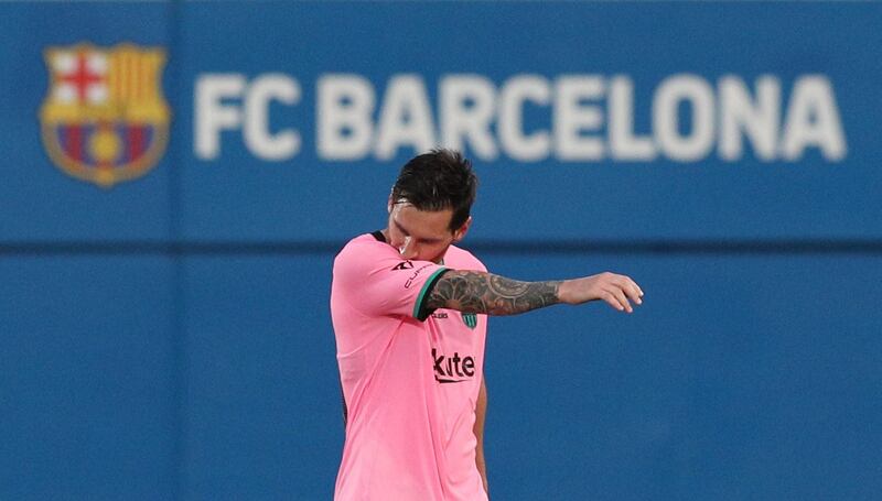 Barcelona's Lionel Messi after scoring their second. Reuters