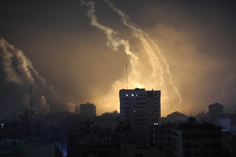 Smoke and explosions caused by Israeli bombardment over northern Gaza. AP Photo