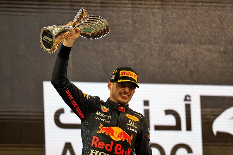 Red Bull's Max Verstappen celebrates winning his first F1 world championship at the Abu Dhabi Grand Prix. PA