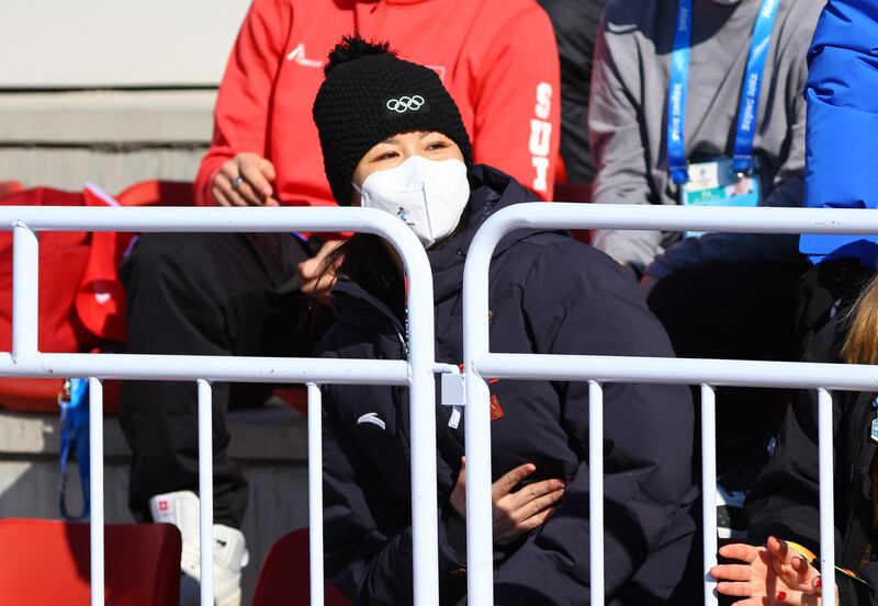Peng Shuai at the women's freeski big air final at the Beijing Winter Games. Reuters