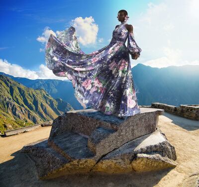 Intihuatana, sacred sun dial in Inca ruins Machu Picchu, Peru, South America.