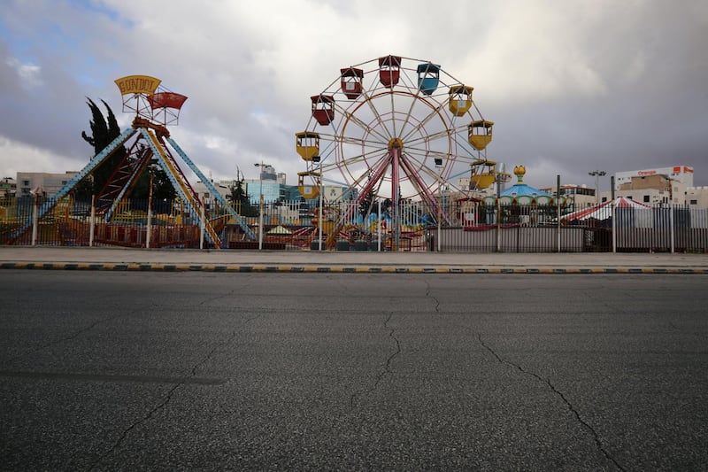 An amusement park is seen empty during the first day of Eid in Amman, Jordan. Reuters