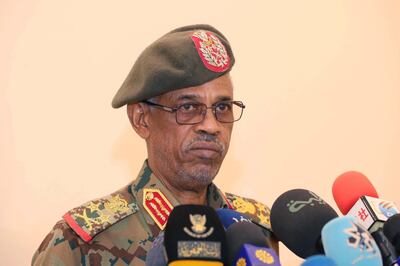 epa07501427 Awad Ibn Auf, the Sudanese Defense Minister speaking in Khartoum, Sudan, 27 February 2019, issued 12 April 2019. Reports state that Awad Ibn Auf, the Sudanese Defense Minister Vice President and Chief of Sudan���s new ruling Council since 11 April 2019  announced that Sudan's President Omar al-Bashir has been ousted and arrested by the military after nearly 30 years in power and that the future would be decided by the protesters who took to the streets.  EPA/STR