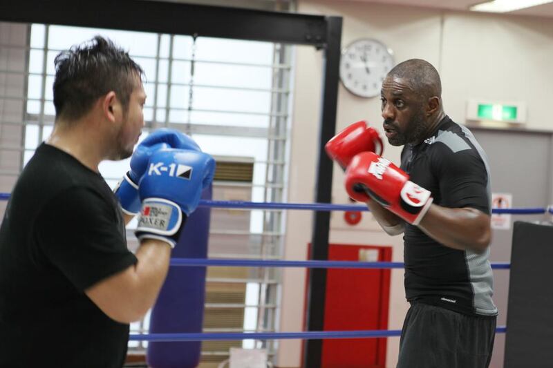 Idris Elba, right, during a sparring session in Idris Elba: Fighter. Courtesy Discovery Communications