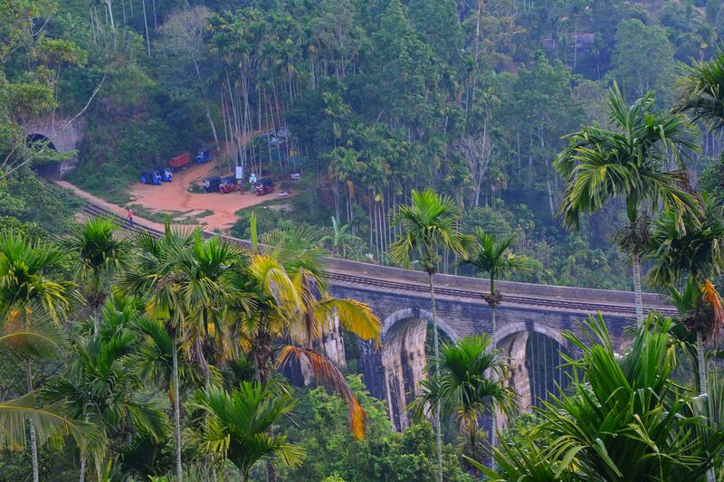 The Nine Arches Bridge between Demodara and Ella railway stations in central Sri Lanka. 