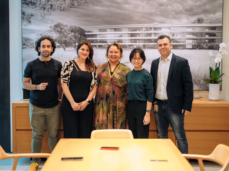 Lisa Jackson, Apple’s vice president for environment, policy and social initiatives, centre, with Middle East developers in Dubai. Photo: Apple