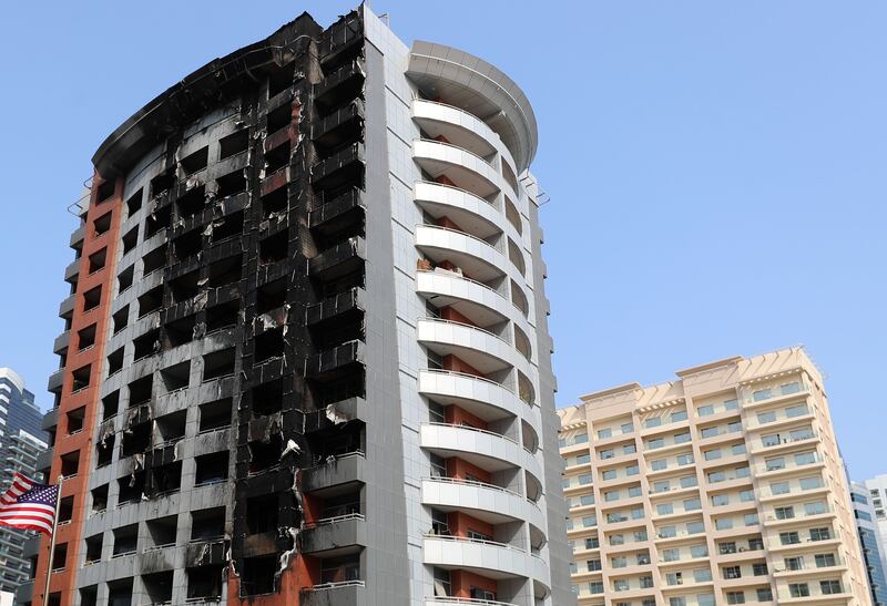 The damage to the facade of the tower was extensive. Chris Whiteoak / The National