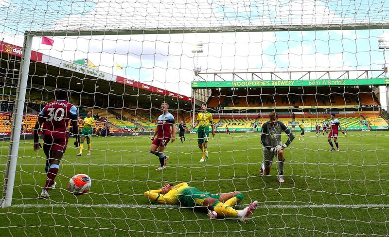 Michail Antonio after scoring his team's - and his - third goal at Norwich. Getty