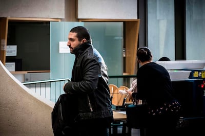 French trumpet player and pianist Ibrahim Maalouf arrives at the justice court of Creteil on November 9, 2018. Star trumpeter Ibrahim Maalouf goes on trial in Creteil for kissing a 14-year-old girl while she was his intern. / AFP / Philippe LOPEZ
