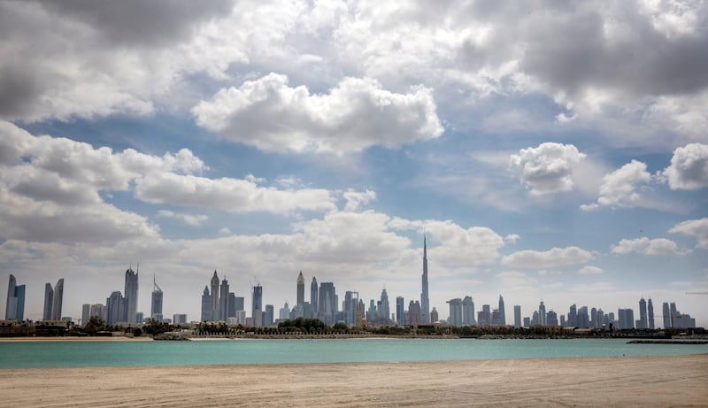 DUBAI, UNITED ARAB EMIRATES - Cloudy and windy weather in Jumierah Pearl, Dubai.  Leslie  Pableo for The National 