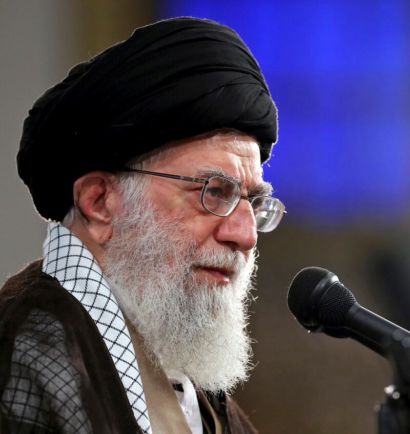 In this picture released by an official website of the office of the Iranian supreme leader, Supreme Leader Ayatollah Ali Khamenei attends a meeting with lawmakers in Tehran, Iran, Wednesday, June 20, 2018. Khamenei said that he opposed joining a global anti-money laundering convention, the Financial Action Task Force, that was established by a G-7 Summit in Paris in 1989. Khamenei, who has final say on all state matters, said the parliament should instead prepare its own bills against money laundering and terrorism. (Office of the Iranian Supreme Leader via AP)