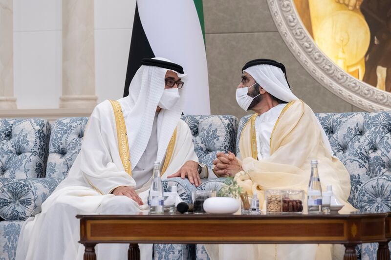 Sheikh Mohammed bin Rashid and Sheikh Mohamed bin Zayed.
Photo: Hamad Al Kaabi / Ministry of Presidential Affairs 