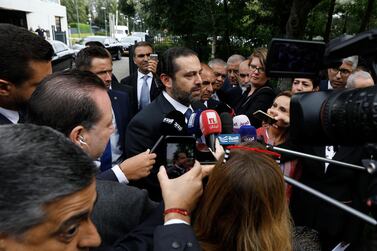 Saad Hariri speaks in front of the Special Tribunal for Lebanon after the presentation of its closing arguments. AFP/Bas Czerwinski
