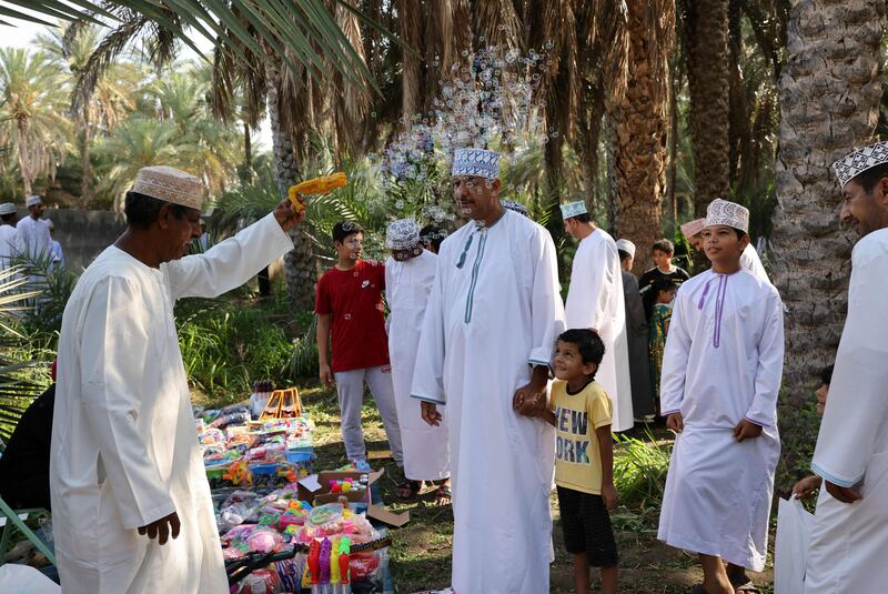 Omanis shop for Eid Al Fitr gifts in the governorate of Samail, about 80 kilometres south-west of Muscat. AFP