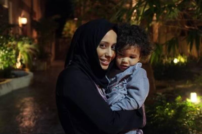 ABU DHABI, UNITED ARAB EMIRATES -  December 27, 2011 -  Khawla Saleh with her two-year old son, Saleh Amin..    ( DELORES JOHNSON / The National )