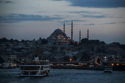 This photo shows a view of Istanbul's skyline with the Suleymaniye Mosque, in the background, Saturday June 22, 2019. (AP Photo/ Emrah Gurel)