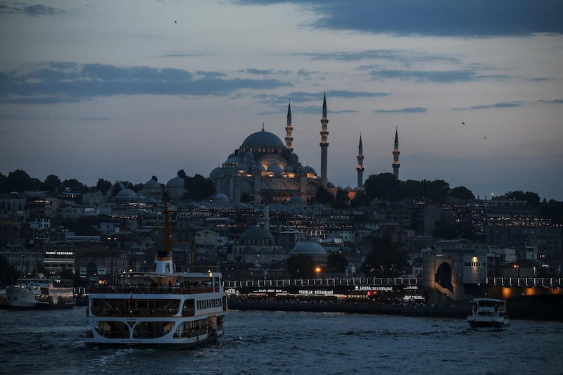This photo shows a view of Istanbul's skyline with the Suleymaniye Mosque, in the background, Saturday June 22, 2019. (AP Photo/ Emrah Gurel)