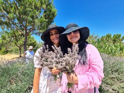 Female travellers try lavender-picking in the Chouf region. Photo: Robert McKelvey
