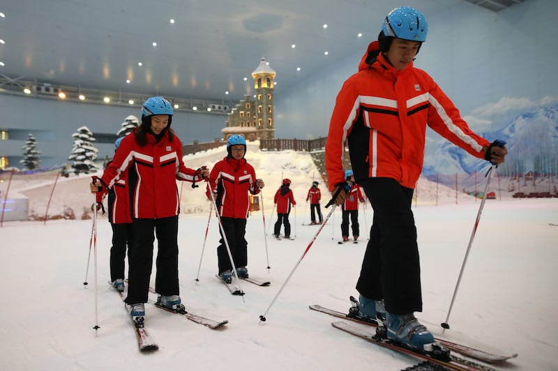 People ski at Wanda's world's largest indoor ski resort during the opening of the resort in Harbin, Heilongjiang province, north-eastern China.  Wu Hong : EPA