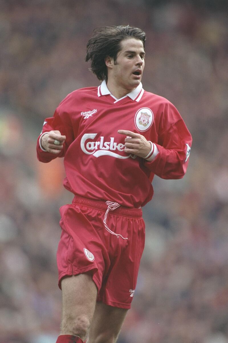 22 Feb 1997:  Jamie Redknapp of Liverpool in action during the FA Carling Premiership game against Blackburn at Anfield. The game ended 0 - 0. \ Mandatory Credit: Clive Brunskill /Allsport
