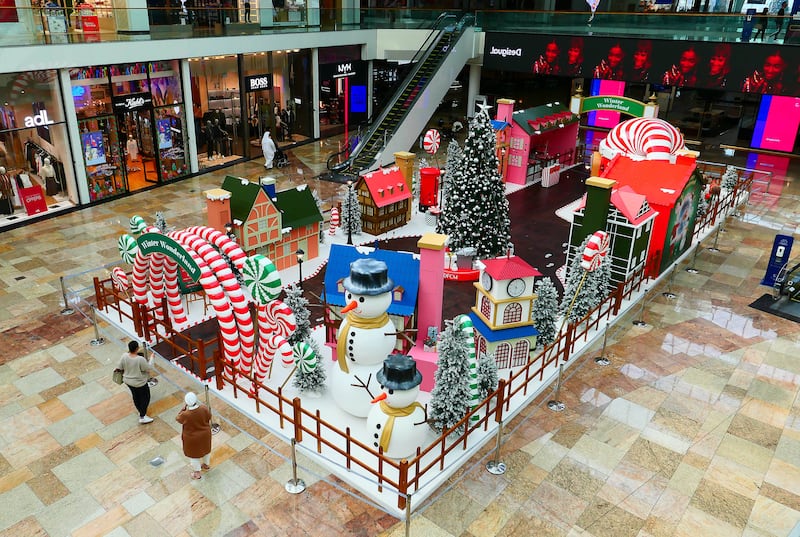 Dubai Festival City Mall is looking festive with its Winter Wonderland set-up in the main atrium. Pawan Singh / The National