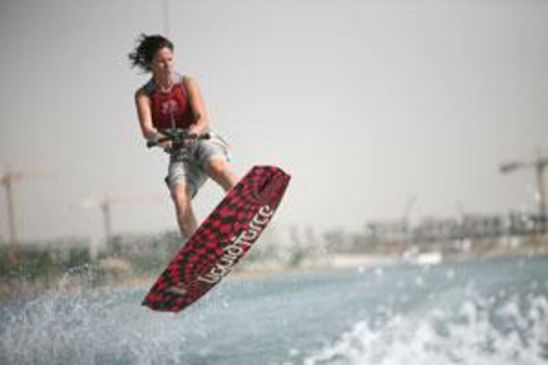 Barbora Furskog of Dubai practises for the wakeboarding competition at last year's Adrenaline Sports Live.