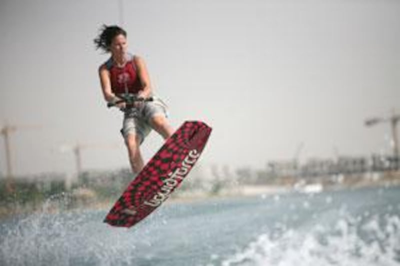 Barbora Furskog of Dubai practises for the wakeboarding competition at last year's Adrenaline Sports Live.
