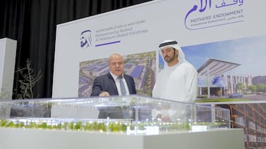 Sheikh Hamdan bin Mohammed, Crown Prince of Dubai, with Mirwais Azizi, the founder and chairman of Azizi Developments. Photo: Dubai Media Office