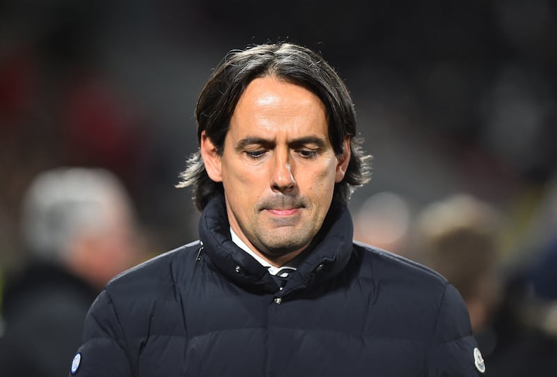 Inter Milan coach Simone Inzaghi before the Serie A match against Spezia. Inter lost 2-1. Reuters