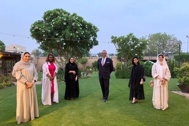 An image tweeted by James Cleverly as he met Saudi Arabian female entrepreneurs in Riyadh. James Cleverly/Twitter
