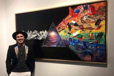 Camilo Arias in front of his piece 'Unity of Diversity'. Courtesy Camilo Arias