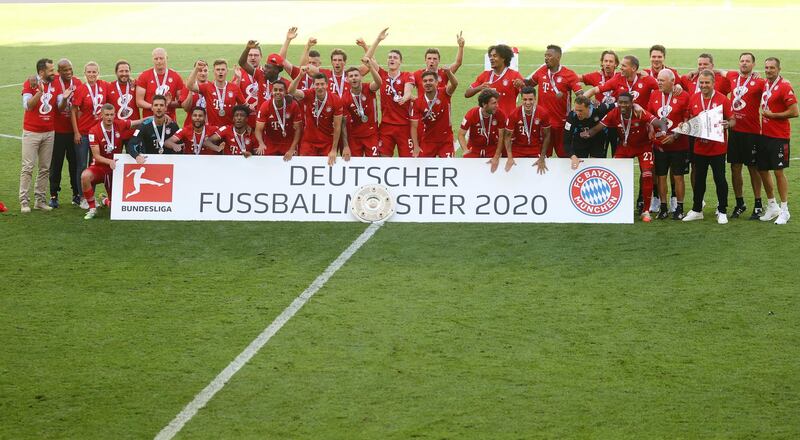 Bayern Munich celebrate after winning the Bundesliga. Reuters