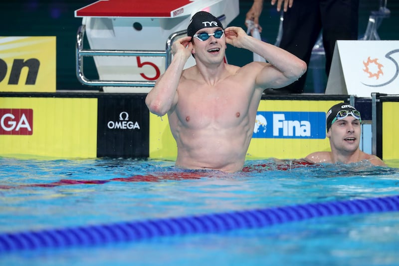 USA's Nic Fink won the men's 50m breaststroke title.